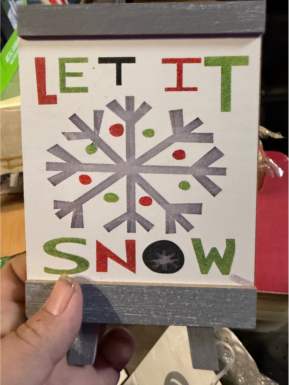 Christmas Easel Decoration Let It Snow Snowflake Sign